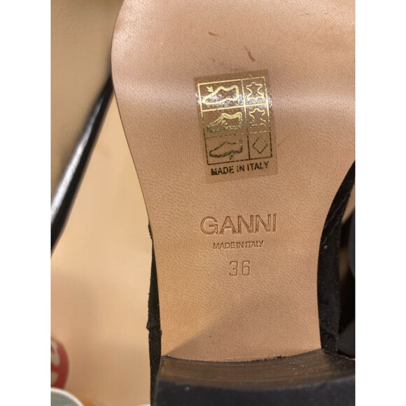 Ganni Black Suede Women's block heel ankle boots S1065  size 36 or 5.5 NIB - Picture 7 of 7